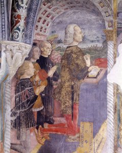 Italië, regio Piëmont, Serralunga di Crea, fresco in kapel bij de Basiliek van Santa Maria Assunta