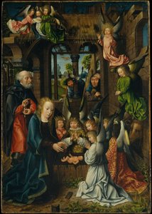 De Aanbidding van het Christuskind, c.1500 door Master of Frankfurt