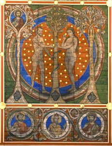 Adam en Eva. (detail) door Master of Lower Saxony