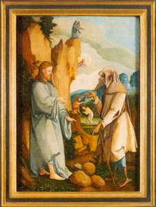 Duits: De verzoeking en de doop van Christus door Master of Messkirch