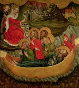 Inscheping van het lichaam van St. Jacobus de Meerdere, op weg naar Spanje, c.1425 (paneel)