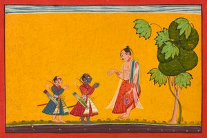 Rama en Lakshman met de wijze Vishvamitra, uit een Ramayana, ca. 1680-1690 door Master of Style II of the