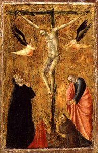 De kruisiging met de Maagd en de heiligen Johannes de Evangelist, Franciscus van Assisi en Maria Magdalena