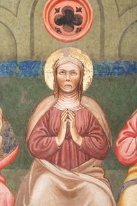 "Pinksteren", Detail van de Maagd Maria, c.1420