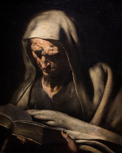 Lezende profeet buste, circa 1750-60 (Olieverf op doek) door Master of the Annunciation to the Shepherds