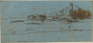 Gebouwen aan een Rivieroever [verso]