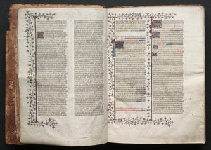 Het Gotha Missaal: Fol. 1v, Tekst, ca. 1375 door Master of the Boqueteaux