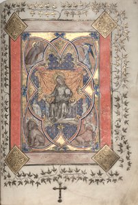 Het Gotha Missaal: Fol. 64r, Christus in Majesteit, ca. 1375 door Master of the Boqueteaux