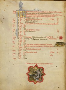 Een vissende man; sterrenbeeld Vissen door Master of the Brussels Initials