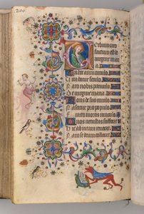 Getijdenboek van Karel de Edele, Koning van Navarra: fol. 102v, Tekst door Master of the Brussels Initials and Associates
