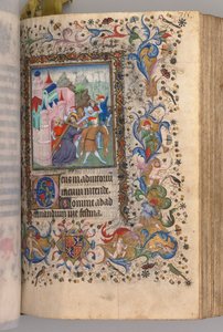 Getijdenboek van Karel de Edele, Koning van Navarra: fol. 170v, Christus Draagt het Kruis door Master of the Brussels Initials and Associates