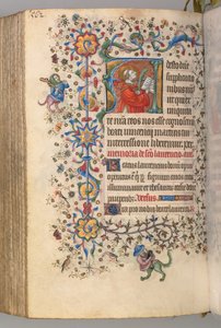Getijdenboek van Karel de Edele, Koning van Navarra 1361-1425, fol. 275v, St. Vincent, ca. 1405 door Master of the Brussels Initials and Associates