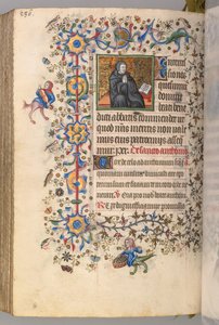 Getijdenboek van Karel de Edele, koning van Navarra 1361-1425, fol. 287vr, St. Benoit, ca. 1405 door Master of the Brussels Initials and Associates
