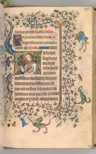 Getijdenboek van Karel de Edele, Koning van Navarra 1361-1425, fol. 292r, St. Fiacre, ca. 1405 door Master of the Brussels Initials and Associates