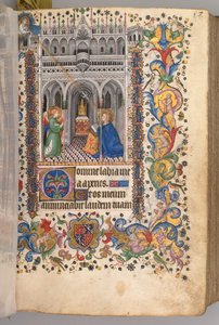 Getijdenboek van Karel de Edele, koning van Navarra 1361-1425: fol. 29r, De Aankondiging Metten, c. 1405 door Master of the Brussels Initials and Associates