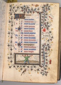 Uren van Karel de Edele, Koning van Navarra 1361-1425: fol. 3r, Maart, ca. 1405 door Master of the Brussels Initials and Associates