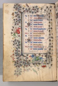 Uren van Karel de Edele, Koning van Navarra 1361-1425: fol. 8v, Augustus, ca. 1405 door Master of the Brussels Initials and Associates