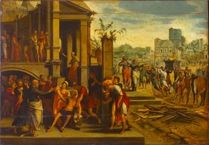 Heiligen Paulus en Barnabas in Lystra, eerste helft van de 16e eeuw