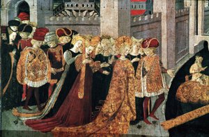 Decameron van Boccaccio (Jean Boccaccio): de kasteelheer Pericone verwelkomt Alatiel, dochter van de sultan van Babylon Beminedab en haar gevolg op het eiland Mallorca