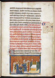 De aartsbisschop van Reims plaatst de kroon op het hoofd van de koning, uit 