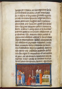 De aartsbisschop van Reims die het zwaard teruggeeft aan de koning, illustratie uit 
