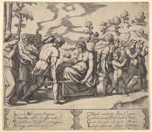 Plaat 5: Psyche gedragen op een draagstoel, uit de 