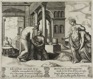 Venus beveelt Psyche om een hoop graan te sorteren