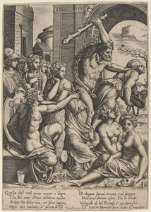 Afgunst Verdreven uit de Tempel van de Muzen door Master of the Die after Baldassare Peruzzi