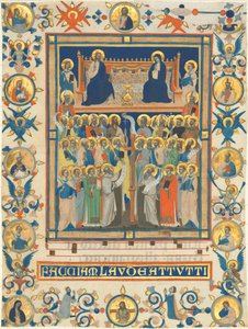 Christus en de Maagd Enthroned met Veertig Heiligen