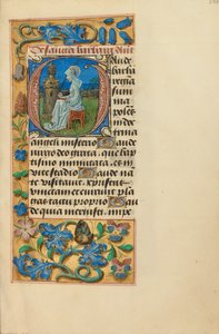 Initialen G: Sint Barbara door Master of the Dresden Prayer Book