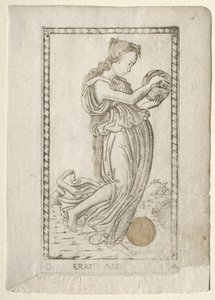 Erato lyrische en liefdespoëzie uit de Tarocchi-serie D..., voor 1467 door Master of the E Series Tarocchi