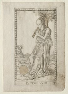 Euterpe muziek, lyrische poëzie uit de Tarocchi-serie D..., voor 1467 door Master of the E Series Tarocchi