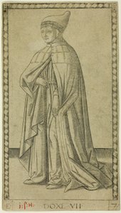 De Doge, plaat zeven uit De rangen en standen van de mens door Master of the E Series Tarocchi