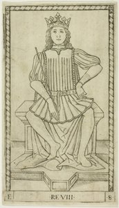 De koning, plaat acht uit De rangen en standen van mannen door Master of the E Series Tarocchi