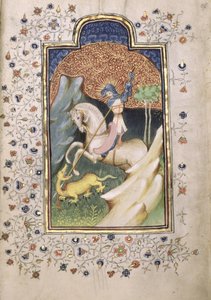 St. Joris vecht tegen de draak, 1420-30 door Master of the Embroidered Foliage