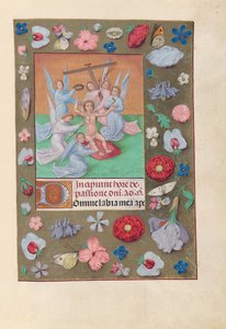 Getijdenboek van Koningin Isabella de Katholieke, Koningin van Spanje: Fol. 50r, Kind Christus..., ca. 1500 door Master of the First Prayerbook of Maximillian