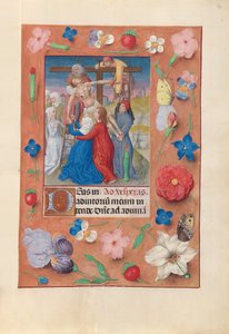 Uren van Koningin Isabella de Katholieke, Koningin van Spanje: Fol. 73r, Afdaling van het Kruis, ca. 1500 door Master of the First Prayerbook of Maximillian