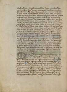 Historiated Initial M: Portret van een man en een vrouw op buste door Master of the Geneva Boccaccio