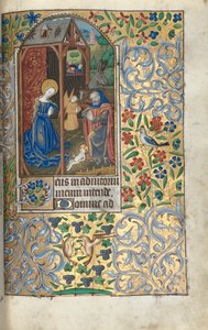 Getijdenboek (Gebruik van Rouen): fol. 56r, Aanbidding met herders/Nativiteit door Master of the Geneva Latini