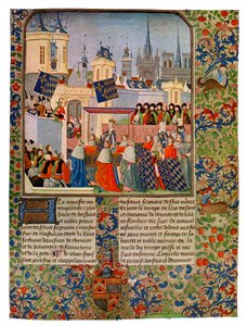De intocht van koningin Isabella in Parijs, ca. 1385 15e eeuw door Master of the Harley Froissart