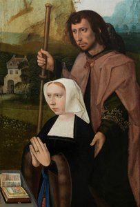 Detail (rechter paneel van de Maagd en Kind met St. Catherine en St. Barbara, c.1520-25) door Master of the Holy Blood