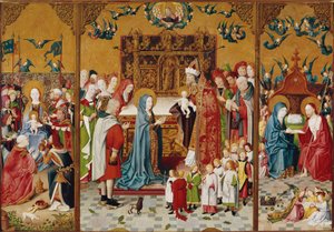 Altaarstuk met de Zeven Vreugden van Maria door Master of the Holy Kinship