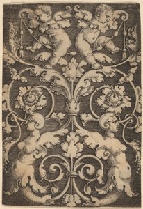 Staand Ornament met Twee Sirenen door Master of the Horse Heads