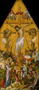 De kruisiging van Christus door Master of the Kaufmann Crucifixion