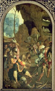 Het Martelaarschap van St. Johannes de Evangelist, c.1525 door Master of the Legend of St. John the Evangelist