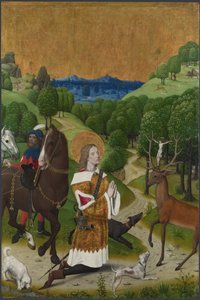 De Bekering van Sint Hubertus. Luik van het Werden Altaarstuk, ca. 1485