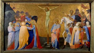 De kruisiging door Master of the Madonna of San Pietro of Ovila