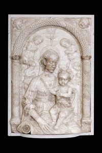 Madonna met kind en engelen, ca. 1460 door Master of the Marble Madonnas