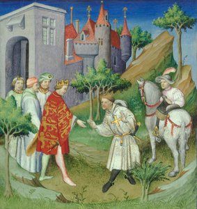 Sir John Mandeville en de koning van Engeland, frontispice uit 