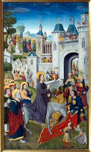 De intocht van Christus in Jeruzalem door Master of the Monogram AH
